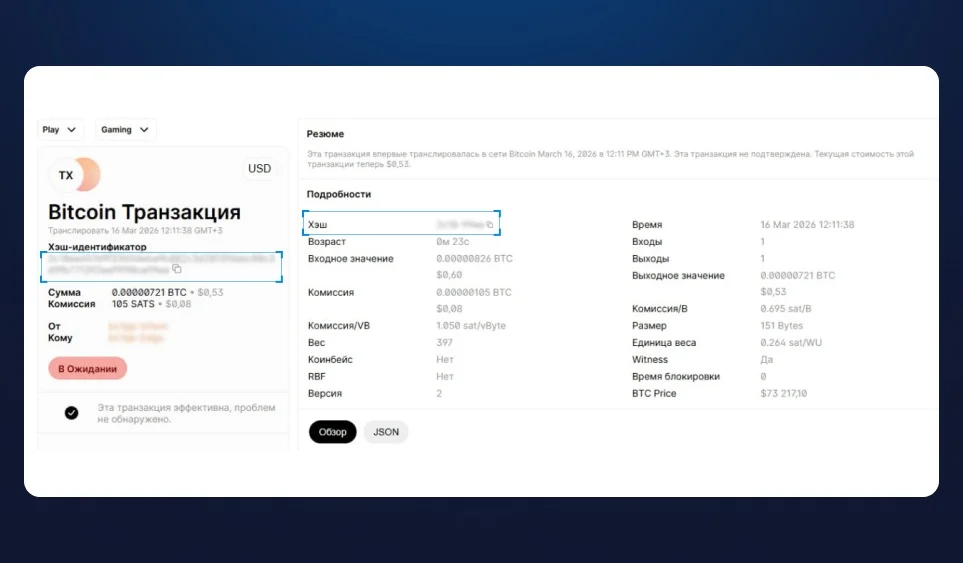 Где взять TXID (хэш транзакции)