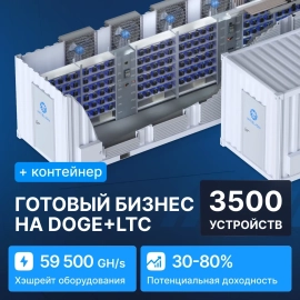 Готовый бизнес на DOGE+LTC 3500 устройств с контейнером